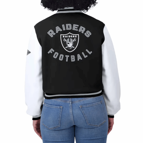 Black/White Las Vegas Raiders Varsity Full-Zip Jacket - Image 5