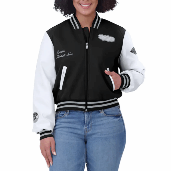 Black/White Las Vegas Raiders Varsity Full-Zip Jacket - Image 4