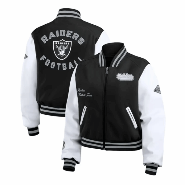 Black/White Las Vegas Raiders Varsity Full-Zip Jacket - Image 3