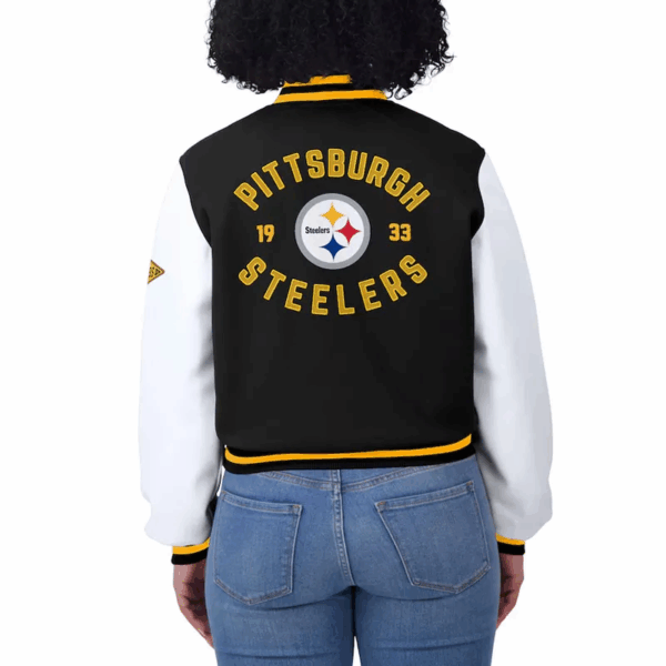Black/White Pittsburgh Steelers Varsity Full-Zip Jacket - Image 5