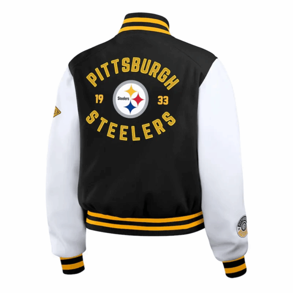 Black/White Pittsburgh Steelers Varsity Full-Zip Jacket - Image 2