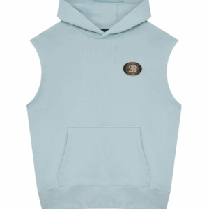 28 Sleeveless Badge Hoodie Blue