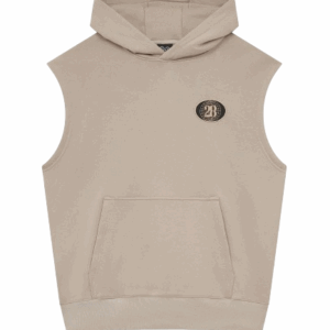 28 Sleeveless Badge Hoodie Mushroom