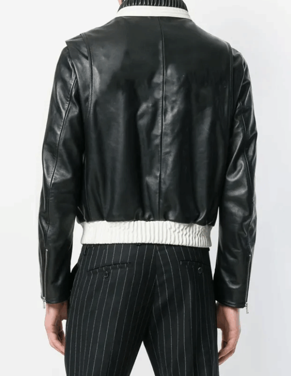 Avengers Infinity War Sebastian Stan Black and White Leather Jacket - Image 3