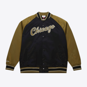 Black Olive Chicago Bulls Vintage Double Clutch Satin Jacket