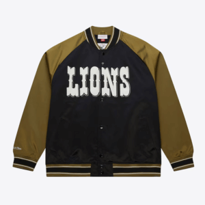 Black Olive Detroit Lions Vintage Double Clutch Satin Jacket