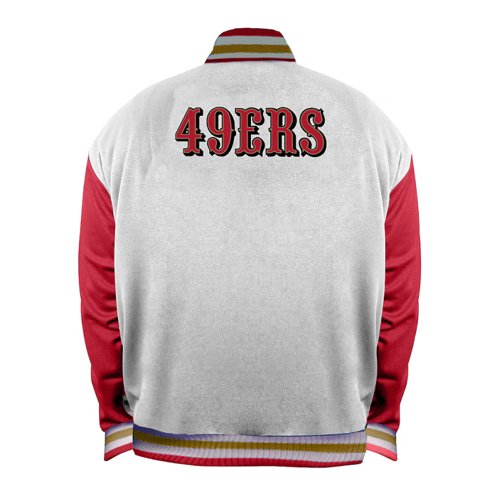 San Francisco 49ers Mitchell & Ness White Plus Size Satin Jacket - Image 3