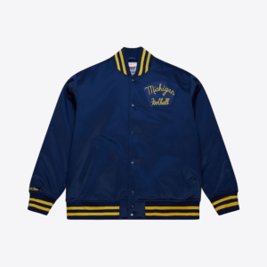 Unisex Navy Michigan Wolverines Vintage Football Satin Jacket