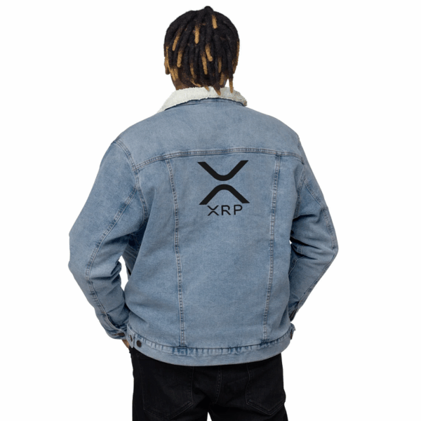 XRP Denim Sherpa Jacket Black XRP LOGO - Image 3