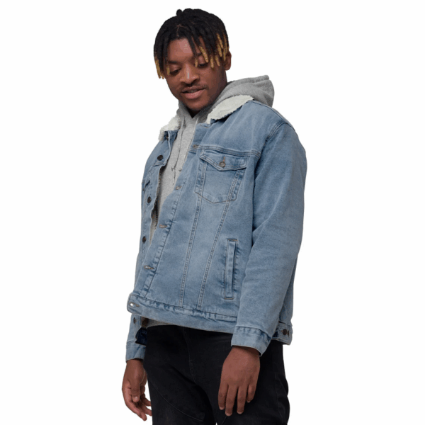 XRP Denim Sherpa Jacket Black XRP LOGO - Image 2